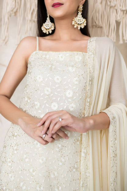 Cream And Pink Kali Pallazo