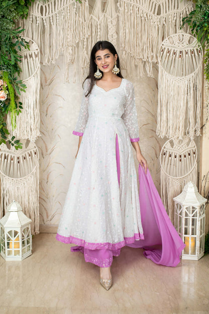 White And Lavender Anarkali