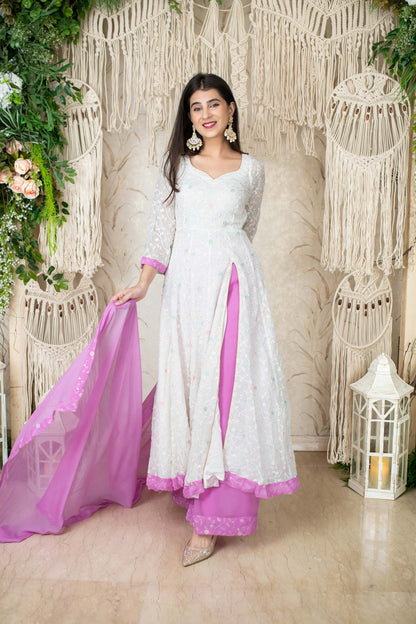 White And Lavender Anarkali