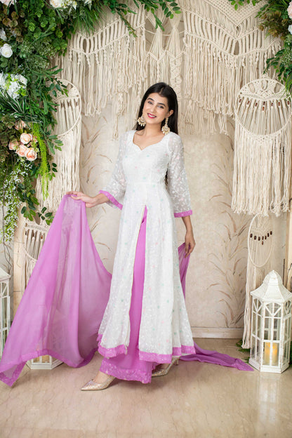 White And Lavender Anarkali
