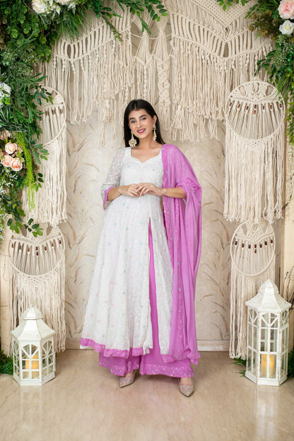 White And Lavender Anarkali