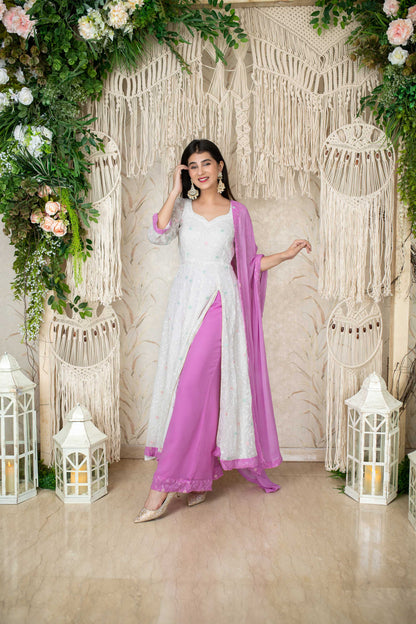 White And Lavender Anarkali