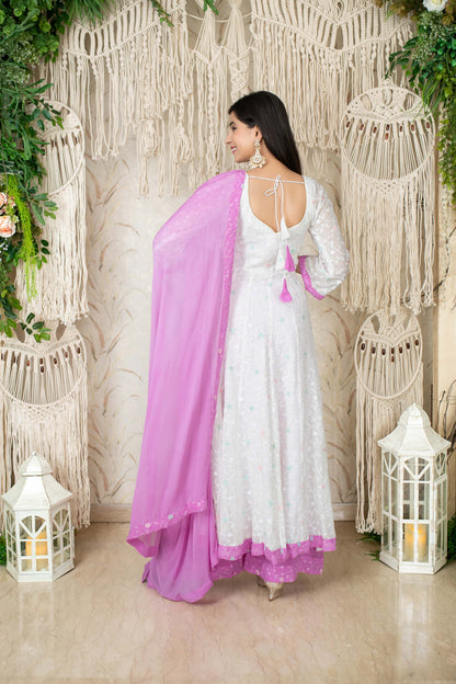 White And Lavender Anarkali