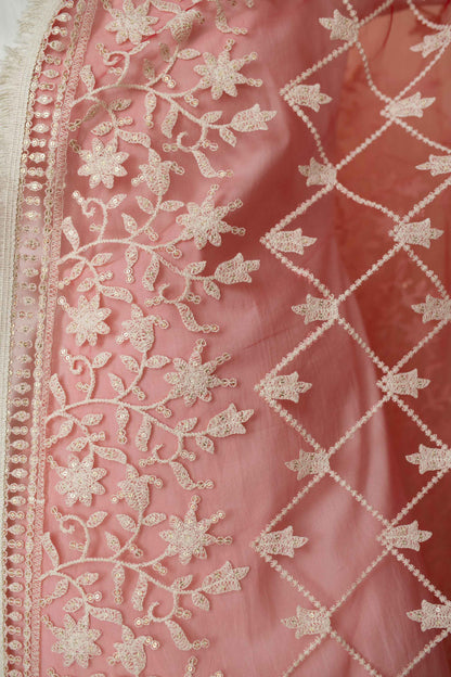 White Kurta With Red Thread Work Dupatta