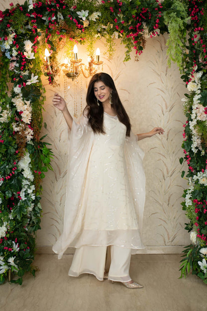White Kaftan With Palazzo