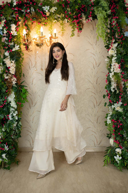 White Kaftan With Palazzo