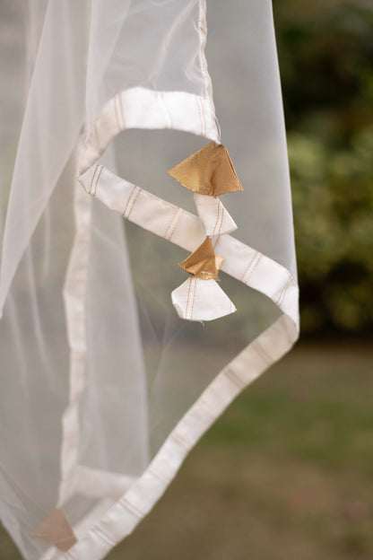 White A-Line Chanderi Kurta Set With Dupatta