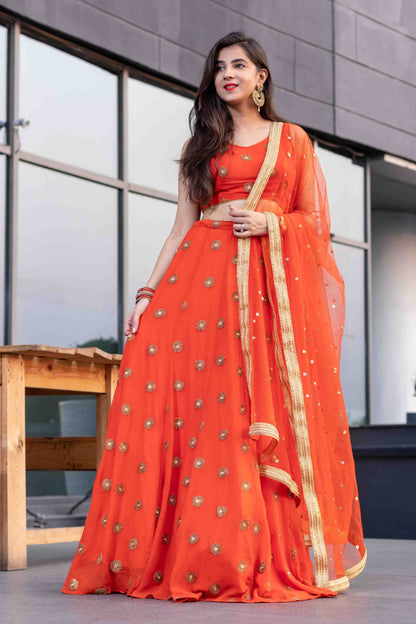 Bright Orange Lehenga Set