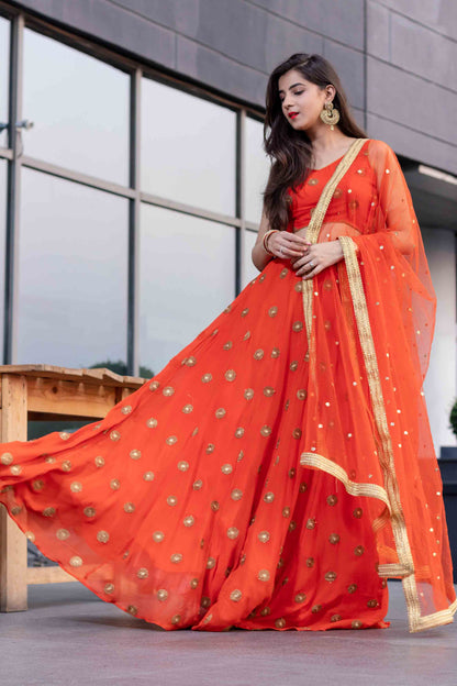 Bright Orange Lehenga Set