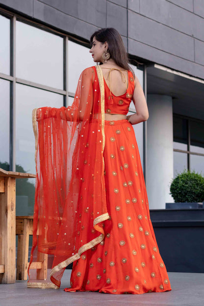 Bright Orange Lehenga Set