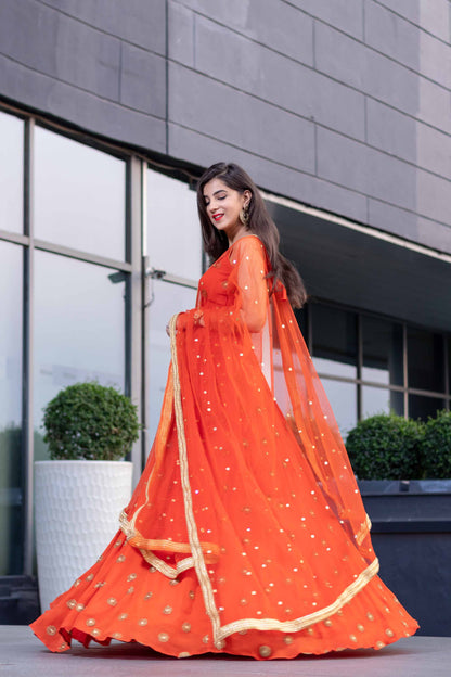 Bright Orange Lehenga Set