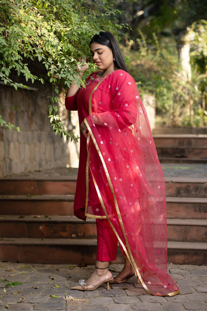 Plus Size Hand Work Pink Kurta Set