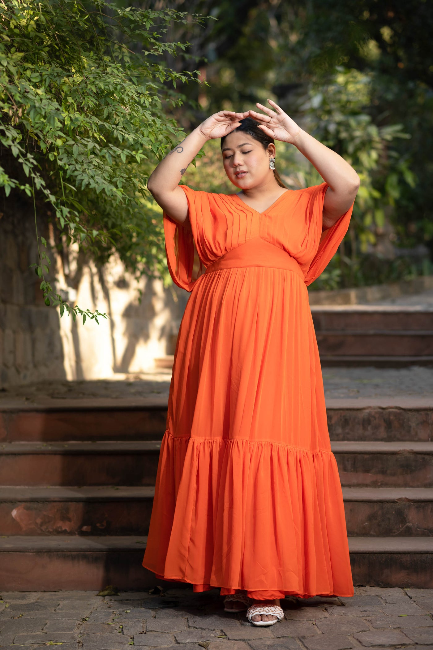 Plus size orange maxi dress Clearance