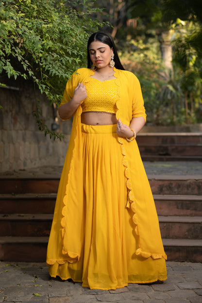 Plus Size Daffodil Yellow Lehenga