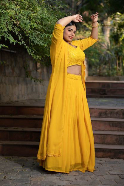 Plus Size Daffodil Yellow Lehenga