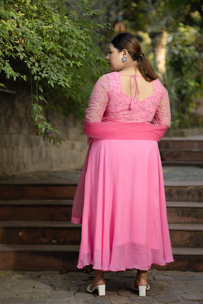 Plus Size Baby Pink Anarkali