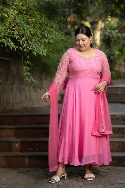 Plus Size Baby Pink Anarkali