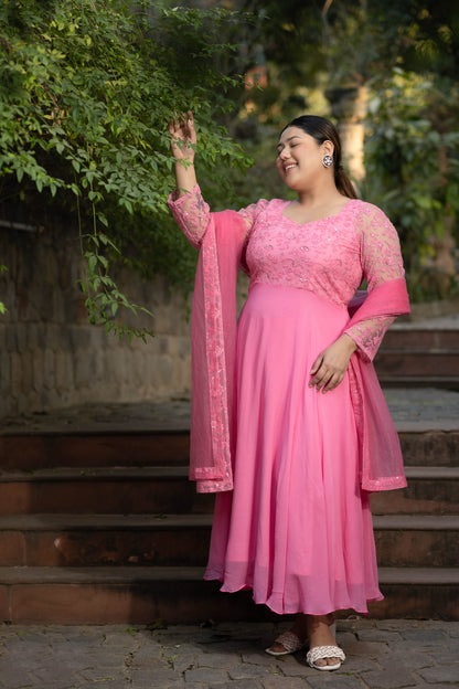 Plus Size Baby Pink Anarkali