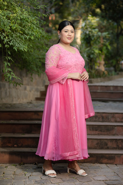 Plus Size Baby Pink Anarkali