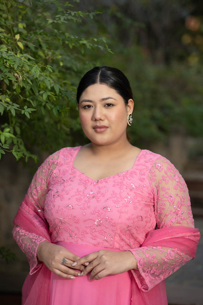 Plus Size Baby Pink Anarkali
