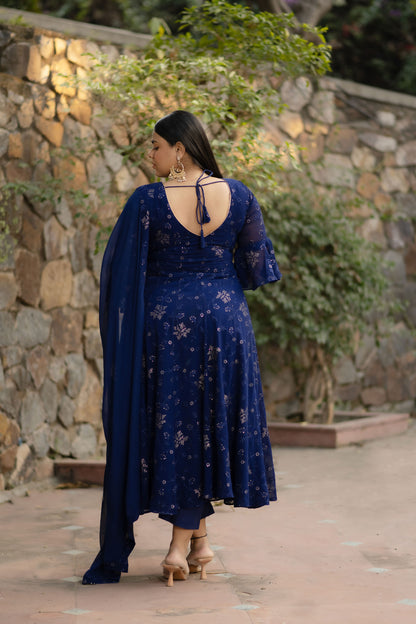 Plus Size Imperial Blue Anarkali Set
