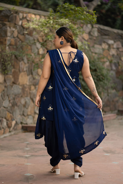 Plus Size Deep Blue Patialla Set